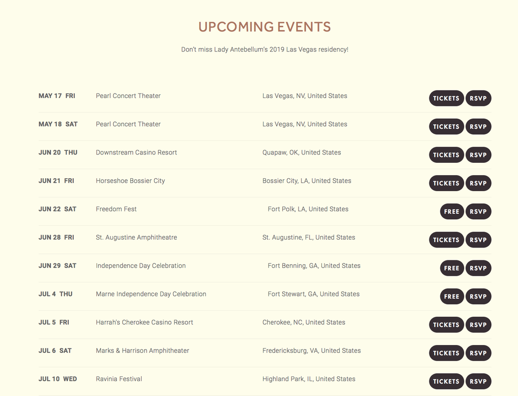Lady Antebellum Tour Dates